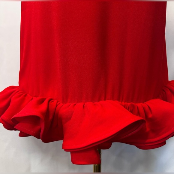 Anthropologie Vineet Bahl Vibrant Red Ruffled Hem Short Sleeve Mini Dress  XXS - Picture 7 of 8